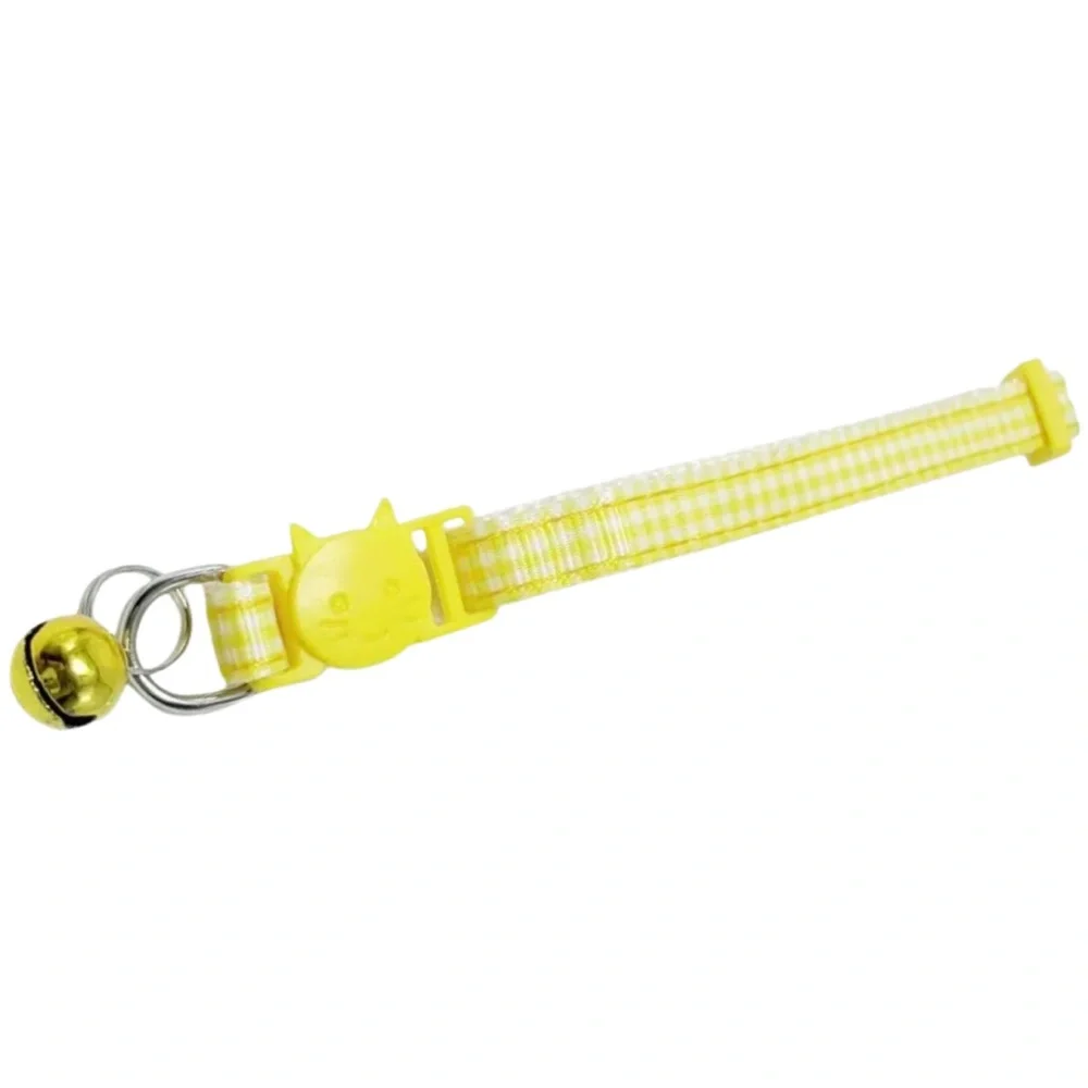 Gingham Breakaway Kitty Cat Or Puppy Dog Collar W/ Bell Colorful Adjustable NEW